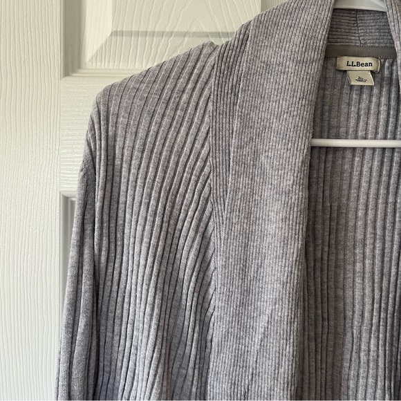 L.L.Bean Women's Sweater, Year-Round Open Cardigan, Gray, Large - Picture 2 of 4